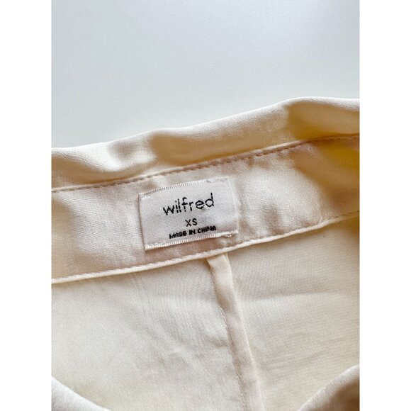 NWT Aritzia WILFRED Ivory Satin Boyfriend Button-Up Shirt Blouse, Size XS - Picture 11 of 13